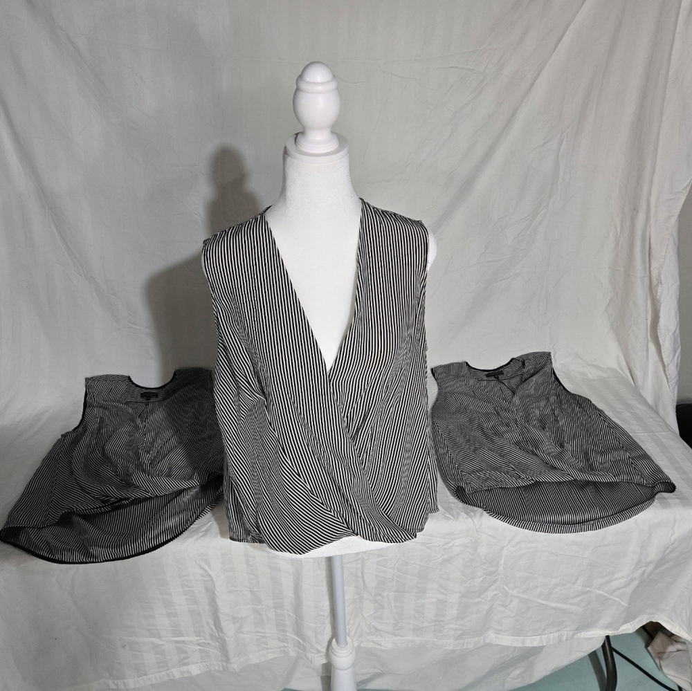 Rag & Bone Victor Sleeveless Blouse, Black White Stripe. Size M 3 of 3